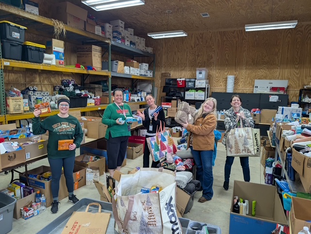 Senior Services staff with donated gifts 